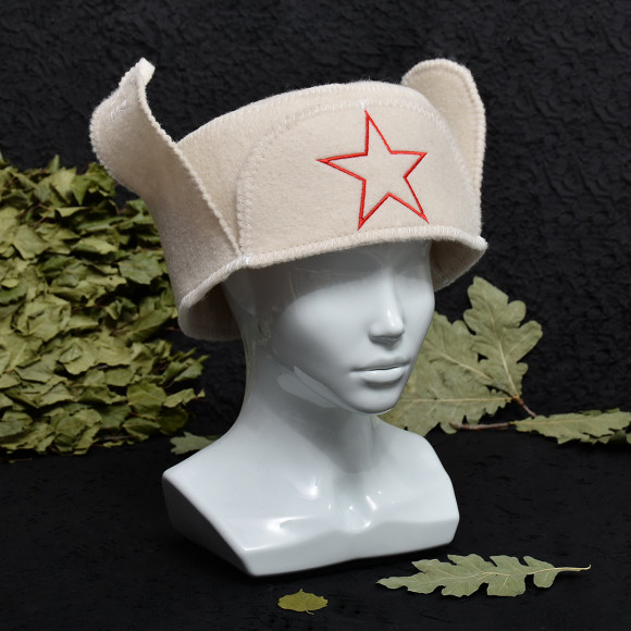 Шапка банная "Ушанка" белая, евро