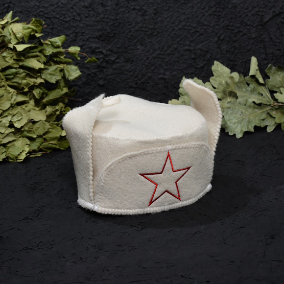 Шапка банная "Ушанка" белая, евро